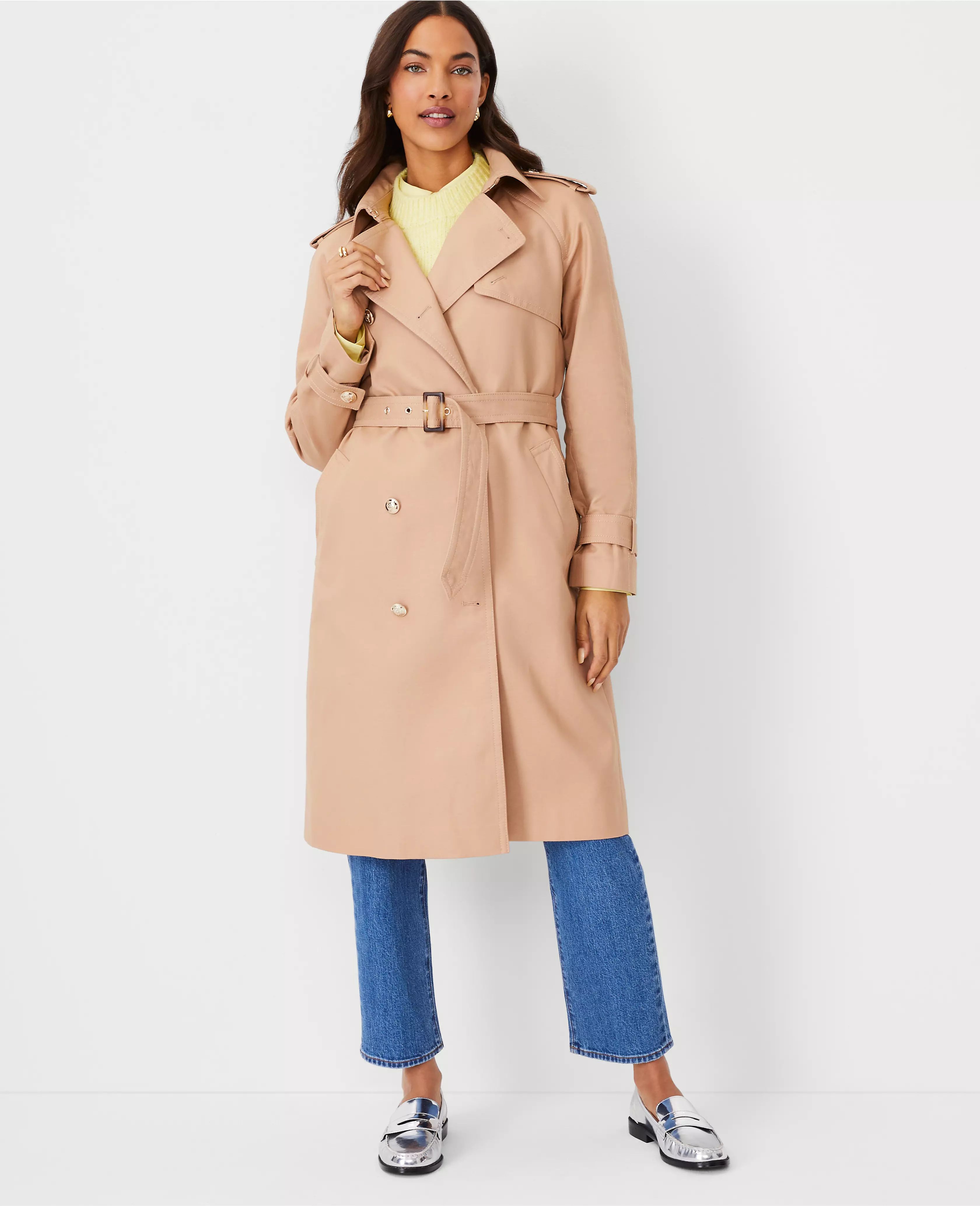 Petite Twill Raglan Trench Coat | Ann Taylor (US)