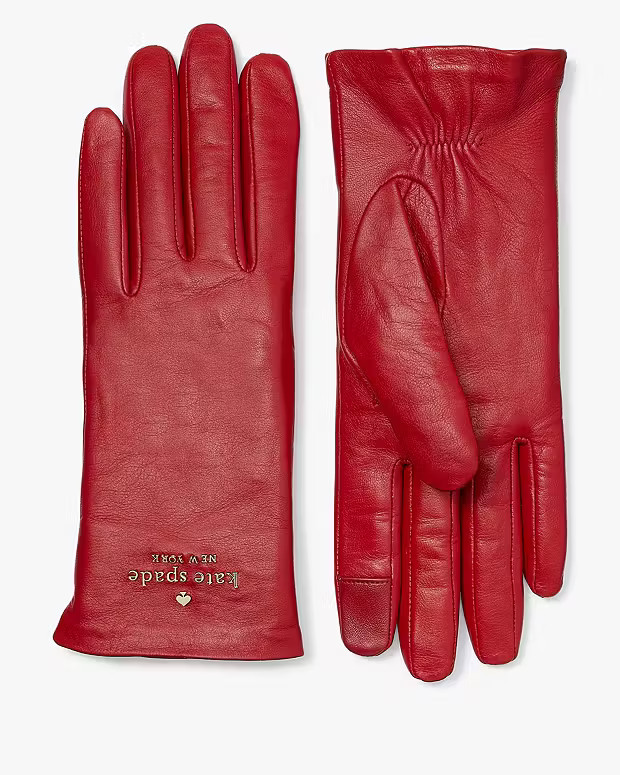 Floating Logo Leather Gloves | Kate Spade Outlet