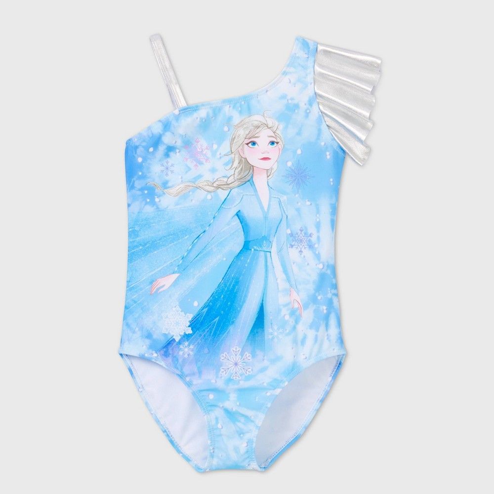 Girls' Frozen One Piece Swimsuit - Blue S | Target