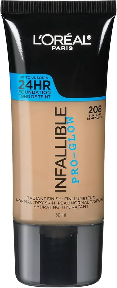 L'Oreal Paris Makeup Infallible Up to 24HR Pro-Glow Foundation, Sun Beige, 1 fl oz. | Amazon (US)