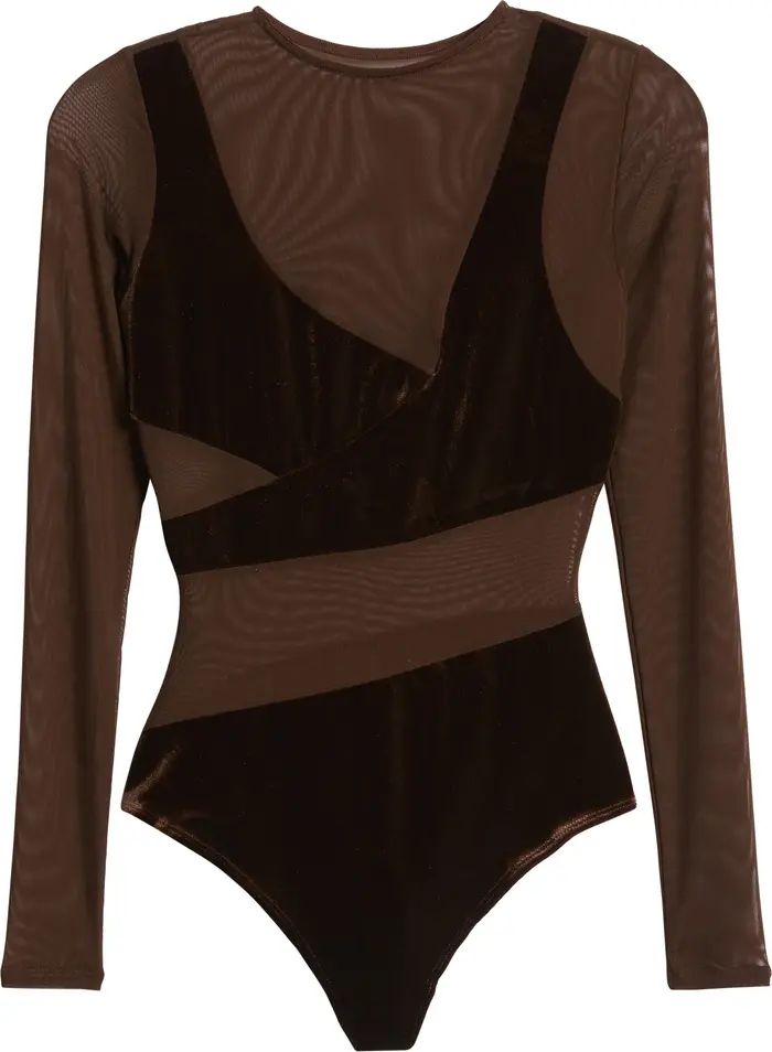 Naked Wardrobe Velvet Long Sleeve Bodysuit | Nordstrom | Nordstrom
