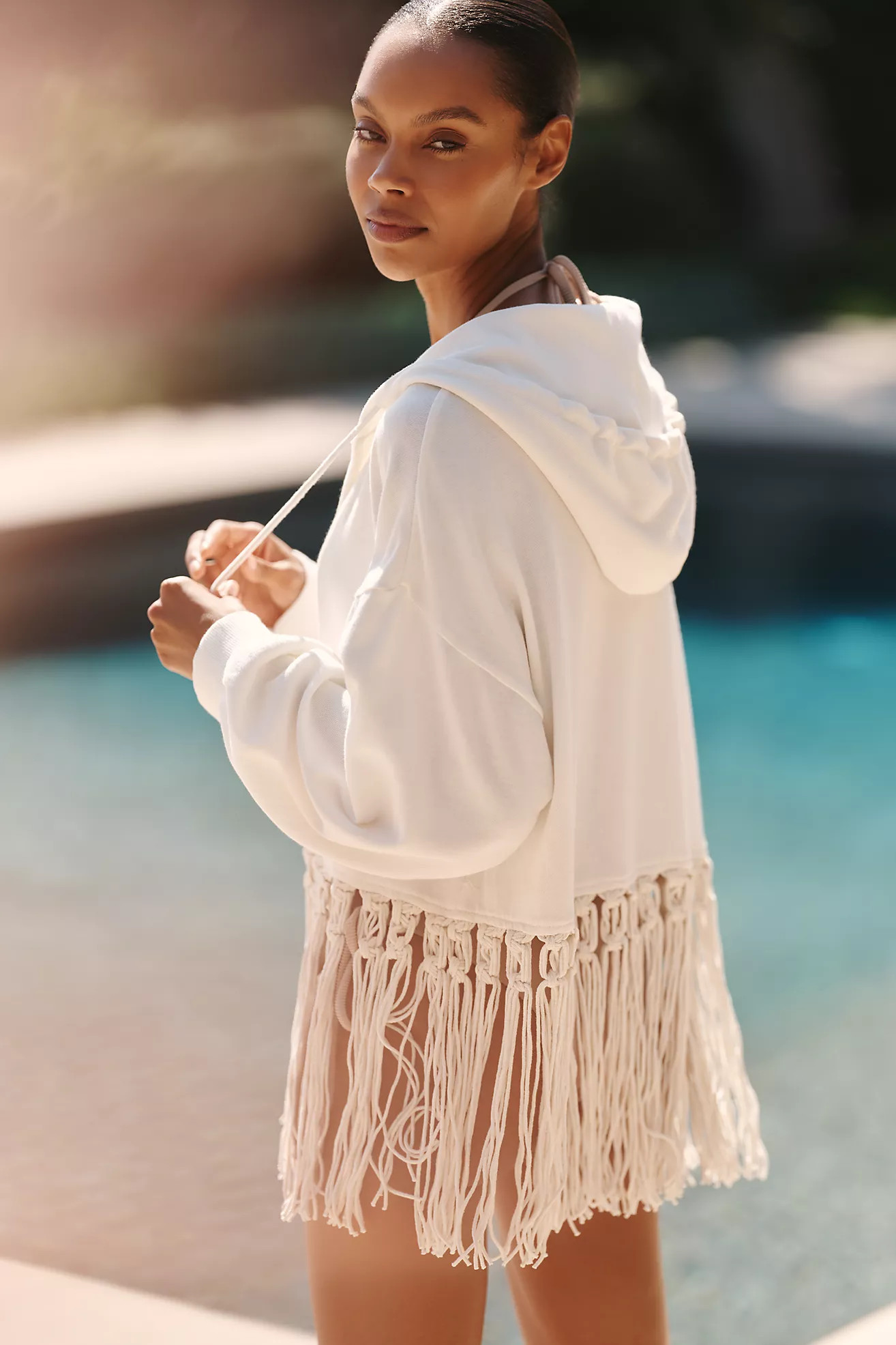 Celandine Macrame Fringe Sweatshirt | Anthropologie (US)
