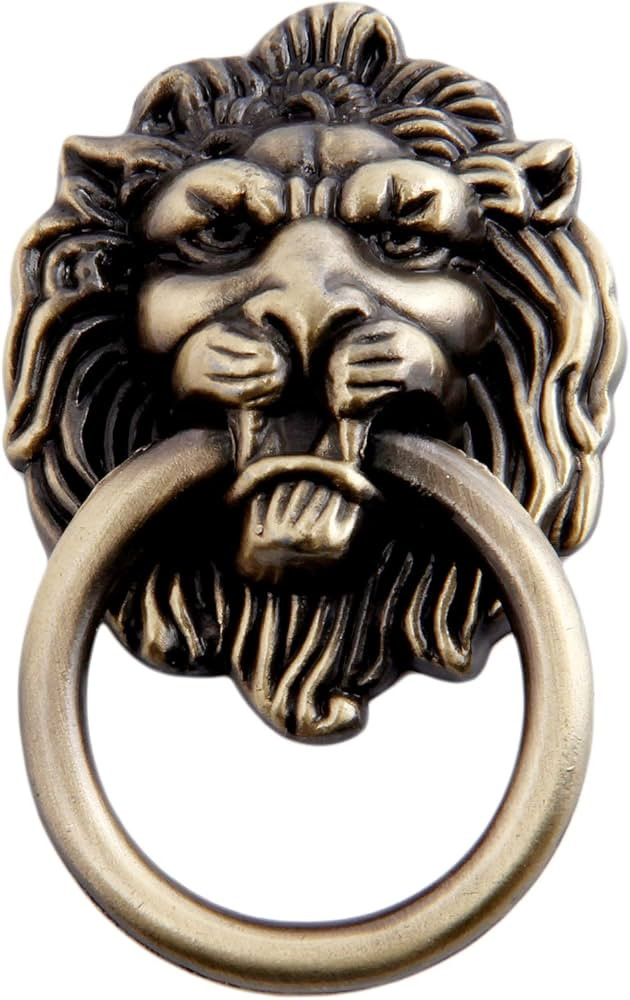 Mgoodoo 5pcs Drawer Lion Head Pull, Single Hole Cabinet Handle Classic Vintage Style Zinc Alloy H... | Amazon (US)