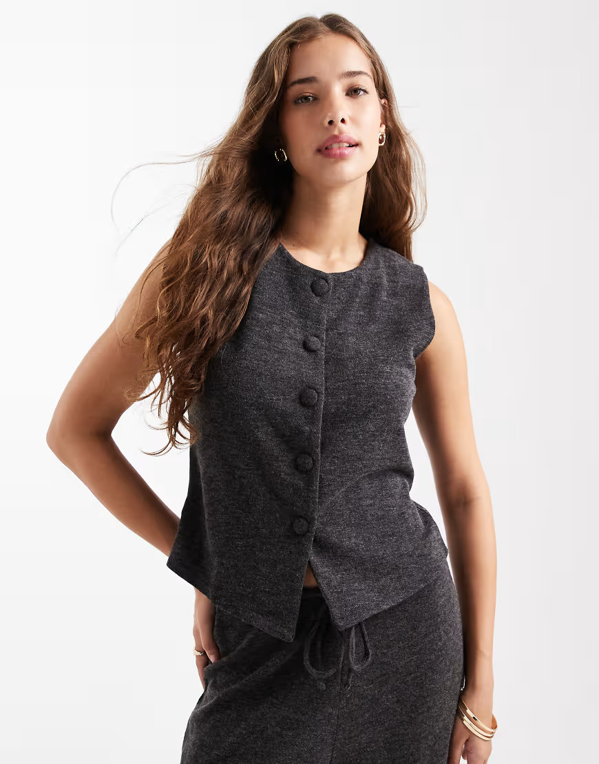 ONLY high neck vest in dark gray - part of a set | ASOS (Global)