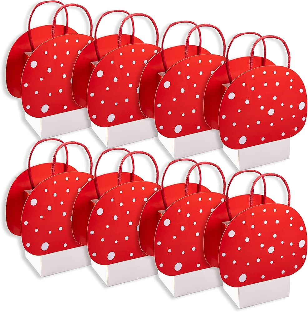 Cheerland Red Mushroom Gift Bag Set Small Toadstool Mushroom Shaped Bag for Girls Birthday Party ... | Amazon (US)