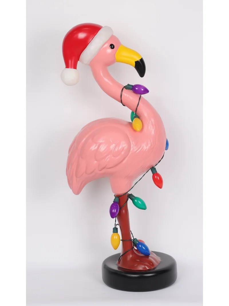 Lighted Blow Mold Flamingo Indoor/Outdoor Christmas Decoration, Multicolor, 32", by Holiday Time | Walmart (US)