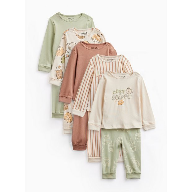 Buy Matcha Pyjamas with Grow with Me Hems & Cuffs 5 Pack Up to 3 mths | Pyjamas | Tu | Tu Clothing