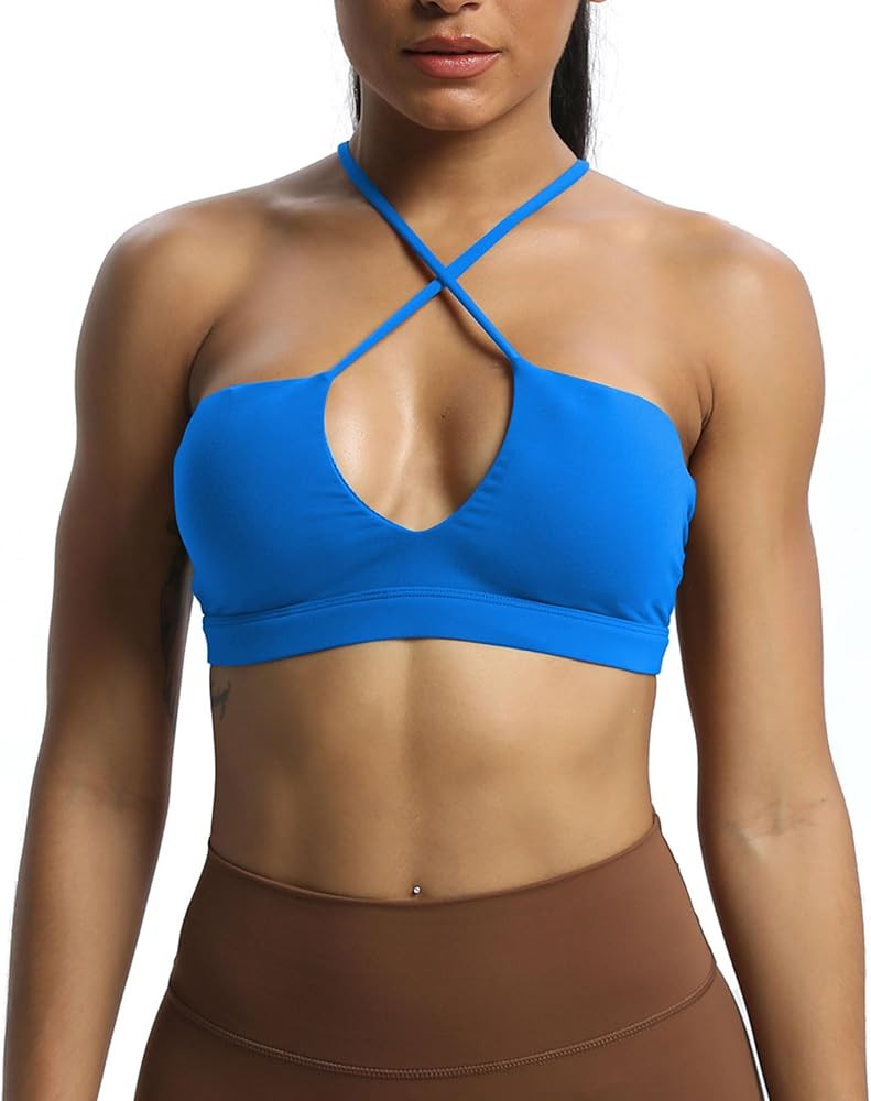 Aoxjox Women's Workout Sports Bras Jamie Deep V Fitness Backless Padded Training Gym Bra Yoga Cro... | Amazon (US)