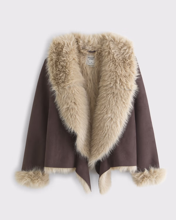 Vegan Suede Shearling Coat | Abercrombie & Fitch (US)