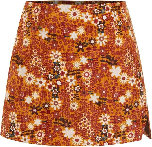 CIDER Mini Skirt for Women Corduroy Floral A Line Skirt with Shorts | Amazon (US)