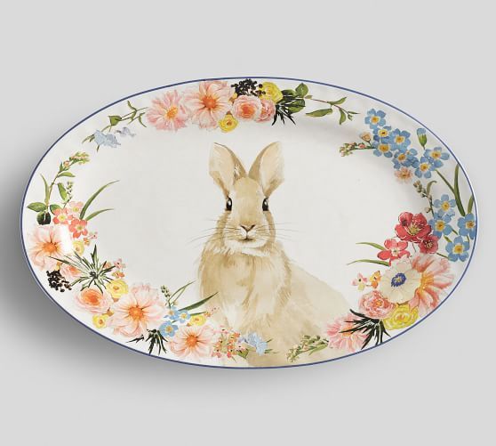 Floral Bunny Serving Platter | Pottery Barn (US)