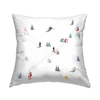 Snowy Winter Ski Slopes Multi-Color Print Polyester 18in. X 18in. Throw Pillow | The Home Depot