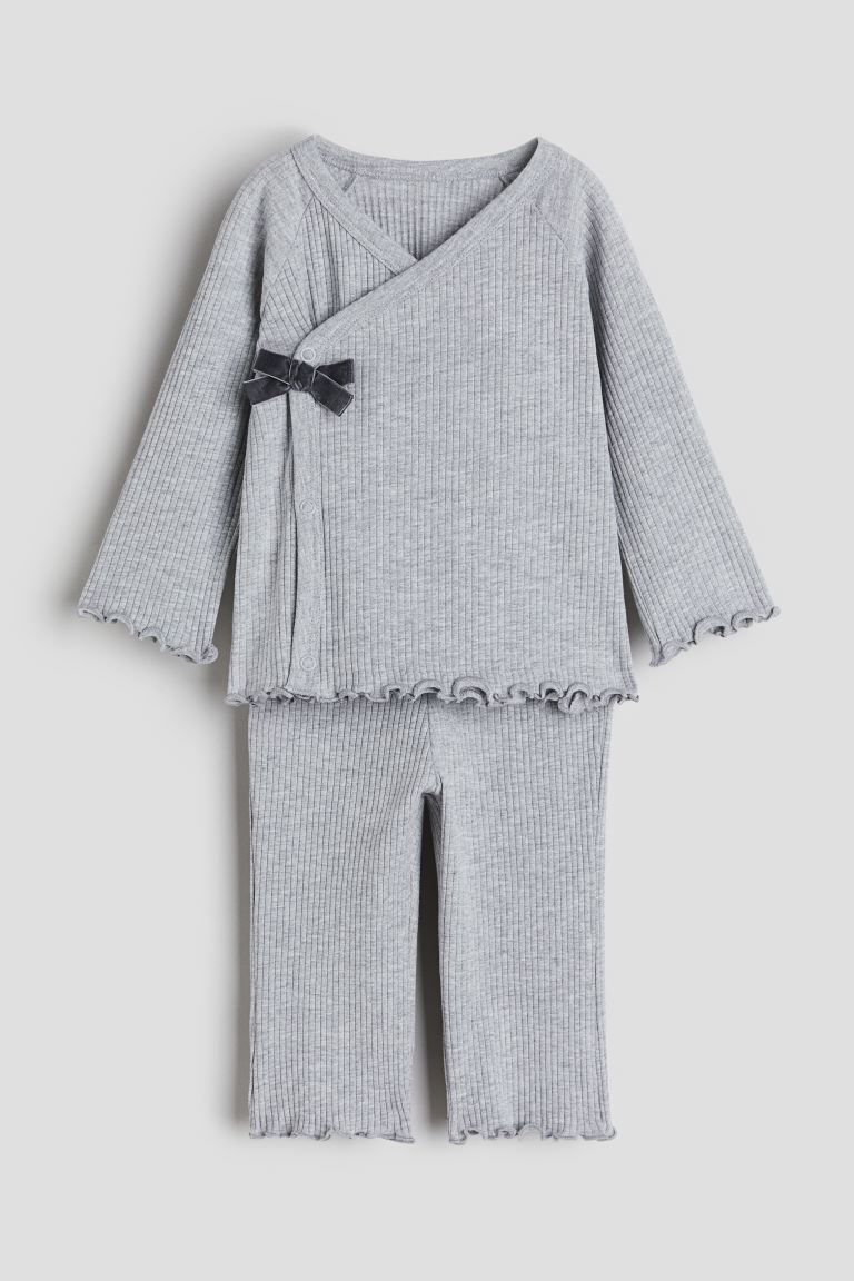 2-piece Cotton Set - Gray melange - Kids | H&M US | H&M (US + CA)