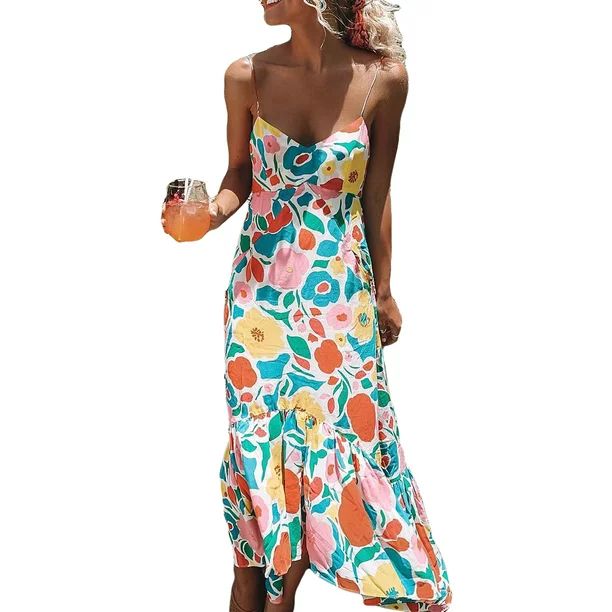Casual Women Summer Boho Short Dress Evening Cocktail Party Beach Sundress | Walmart (US)