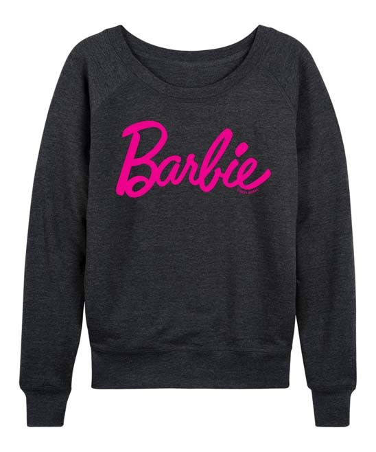 Hybrid Barbie Women's Sweatshirts and Hoodies HEATHER - Heather Charcoal Barbie Classic Logo Pullove | Zulily