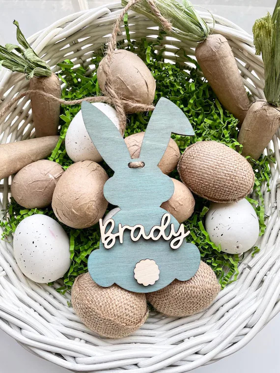 Bunny Easter Basket Tag  Bunny  Wood  Easter  Personalized | Etsy | Etsy (US)