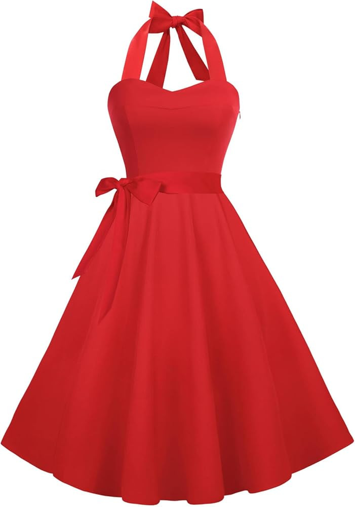 Hanpceirs Casual Sundress for Women Halter Retro Vintage Cocktail Dresses 2026 Summer Dress | Amazon (US)