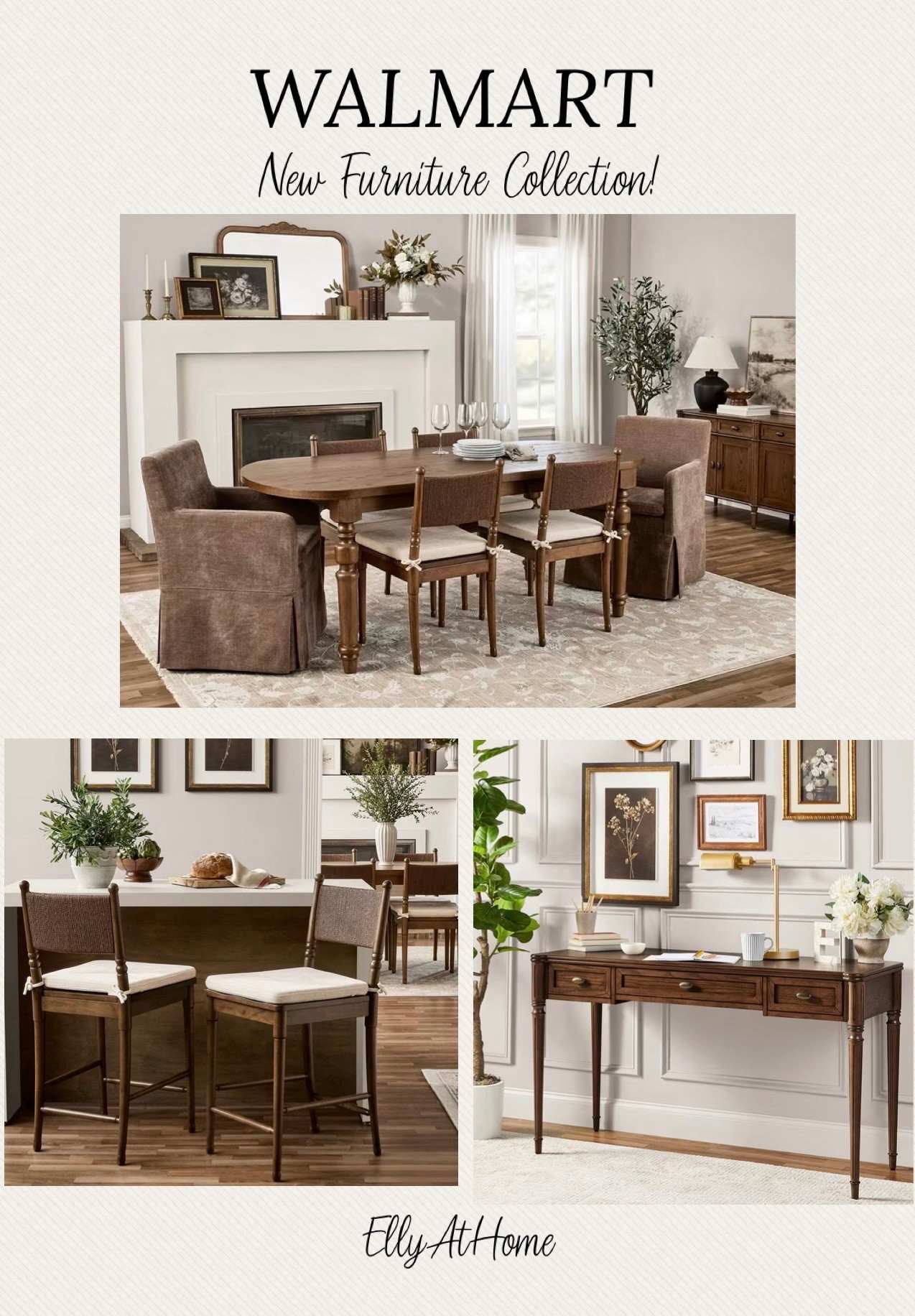 Beautiful new furniture collection from My Texas House at Walmart! Shop kitchen table, side chairs, console, stools, more furniture collections, area rugs and accessories!