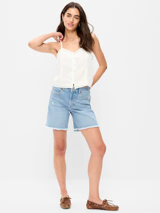 High-Waisted OG Jean Cut-Off Shorts -- 7-inch inseam | Old Navy (US)
