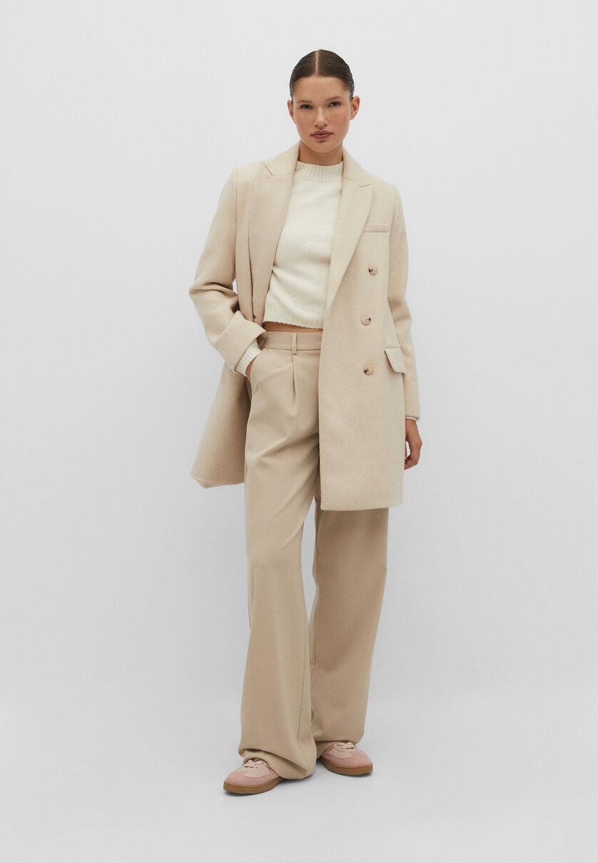 Wool blend coat - Women's fashion | Stradivarius United Kingdom | Stradivarius (UK)