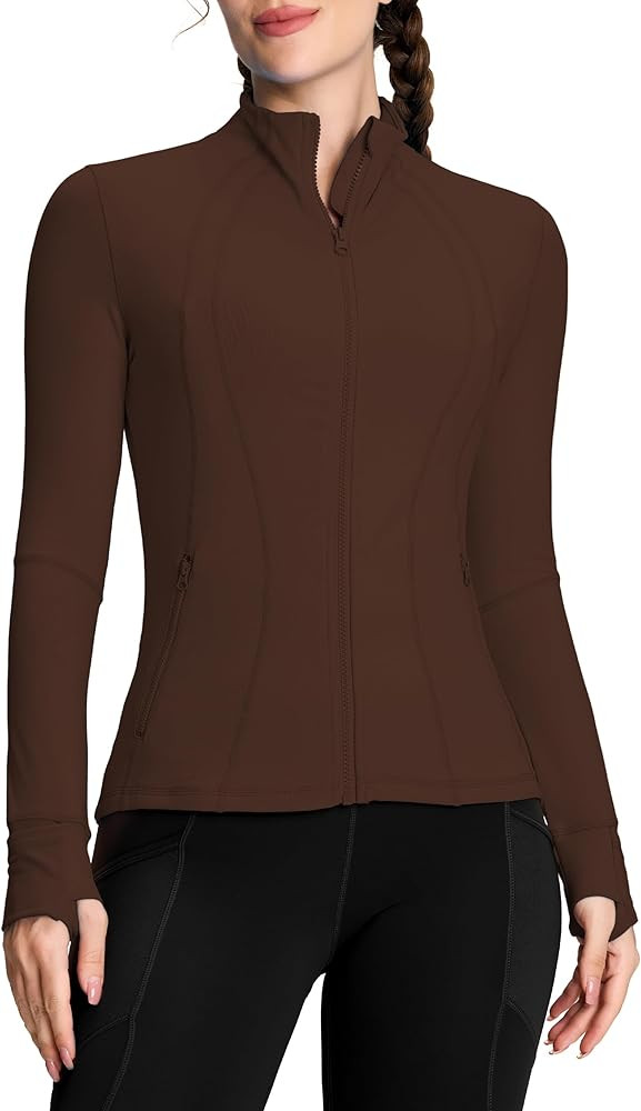 QUEENIEKE Workout Jackets for Women Full Zip Slim Fit Athletic Running Jacket with Thumb Holes | Amazon (CA)