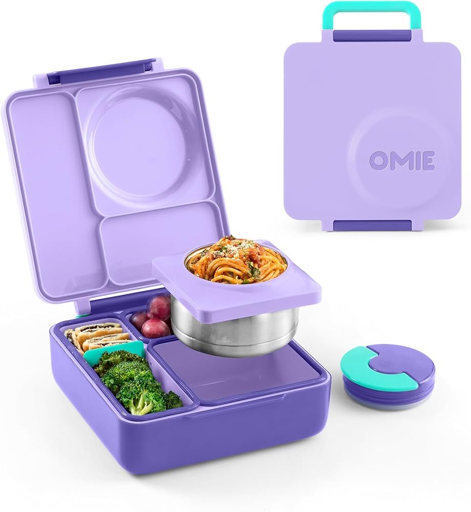 Omie OmieBox Insulated Bento Lunch Box with Leak Proof Thermos Food Jar-3 Compartments, Two Tempe... | Amazon (US)