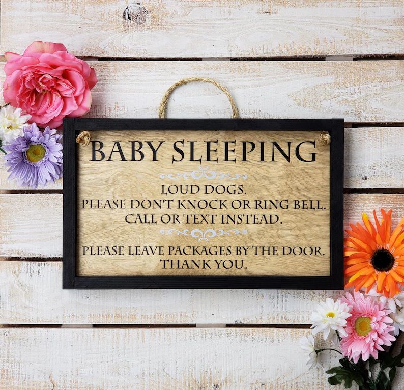 Custom Handmade Wooden Baby Sleeping sign, Barking Dog Sign, No Soliciting, Do Not Disturb Sign, ... | Etsy (US)