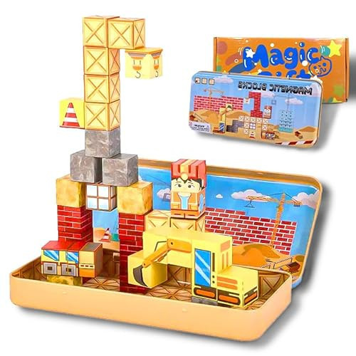 Hqyib Mini Magnetic Blocks - 35 PCS Christmas Magnetic Building Block Travel Toys, Portable Iron Box STEM Educational Magnet Toys for Kids Ages 3-8 Years Old Boys & Girls | Amazon (US)