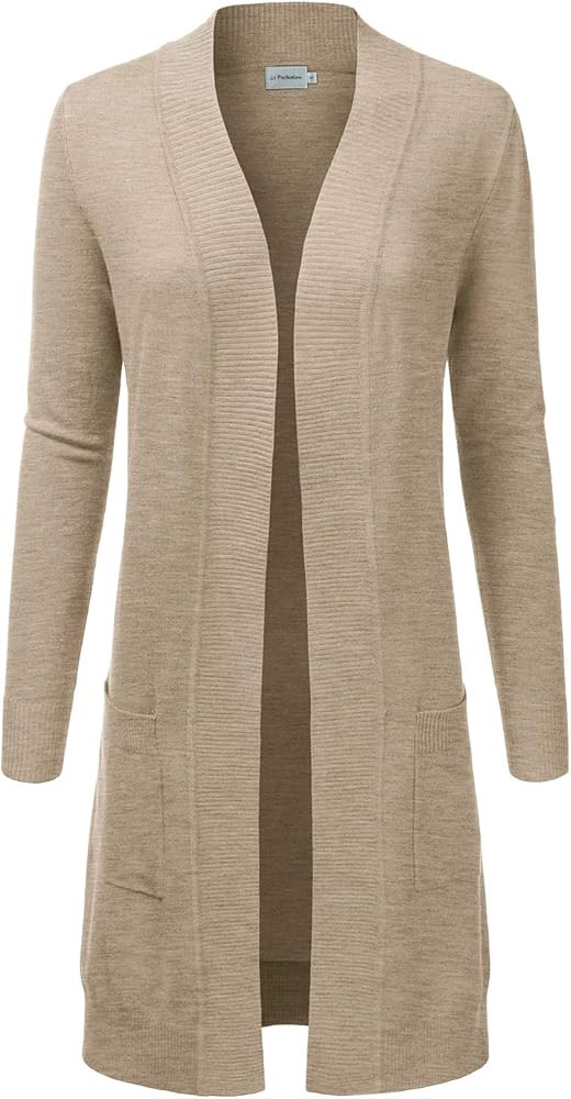 JJ Perfection Womens Light Weight Long Sleeve Open Front Long Cardigan | Amazon (US)