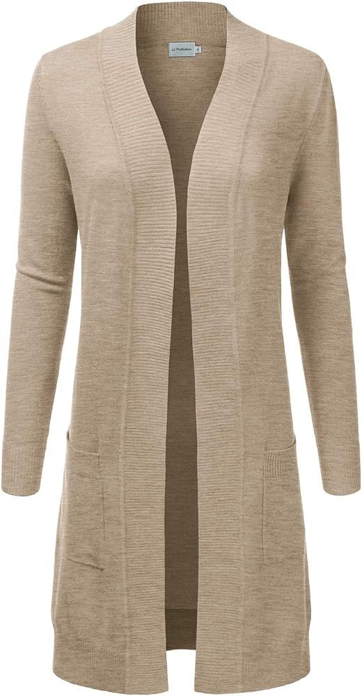 JJ Perfection Womens Light Weight Long Sleeve Open Front Long Cardigan | Amazon (US)