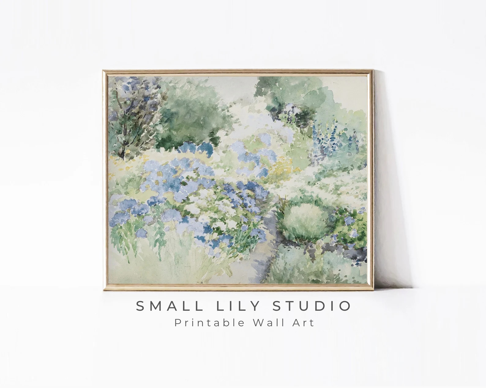 PRINTABLE Spring Wildflowers Wall Art Blue Green Print, Vintage Watercolor Painting Cottage Garde... | Etsy (US)