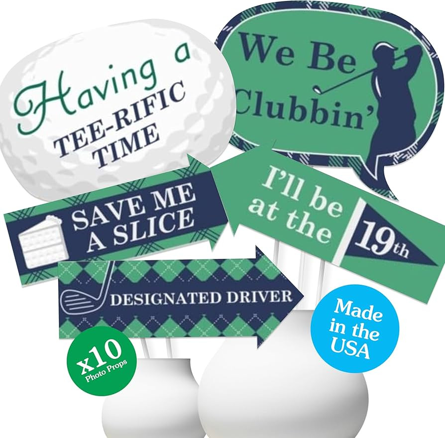 Big Dot of Happiness Funny Par-Tee Time - Golf - Party Photo Booth Props Kit - 10 Piece | Amazon (US)