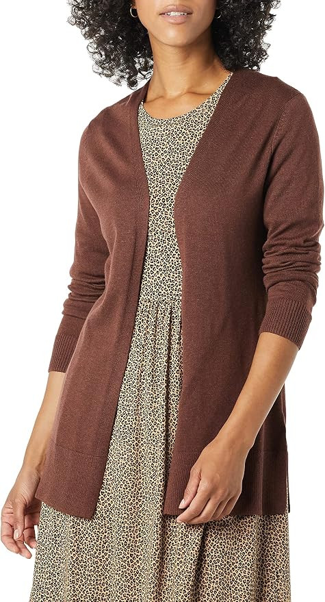 Amazon Essentials Women's Lightweight Long-Sleeve Open-Front Long Cardigan Sweater, Regular Fit | Amazon (US)
