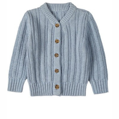 MiniMoi Kids Cozy Oversized Cable-Knit Cardigan Sweater Blue 12-18 Months | Target