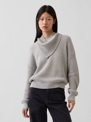 100% Cotton Relaxed Scarf-Neck Sweater | Gap (US)