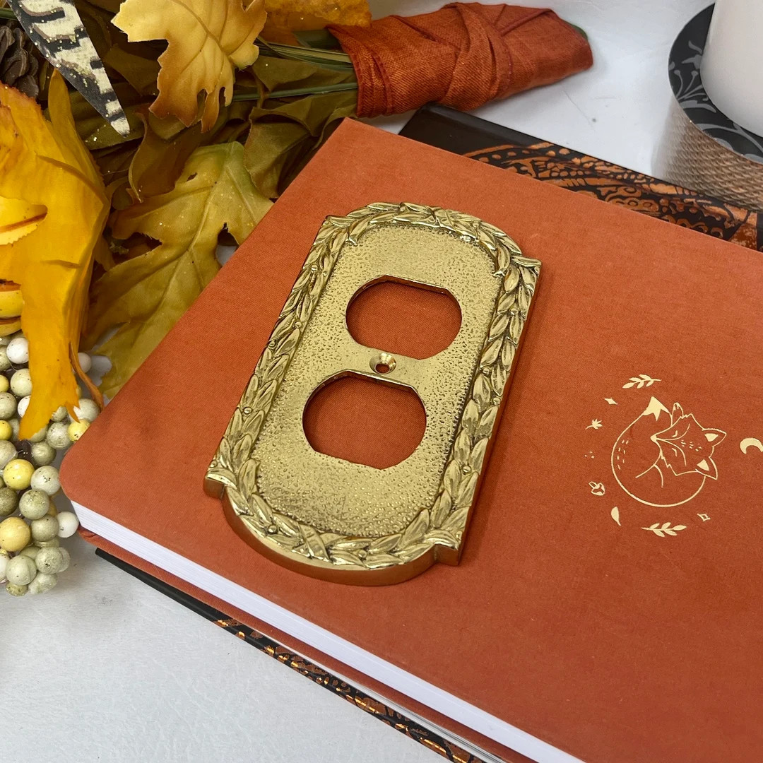 Vintage Duplex Outlet Wall Plate Cover Solid Brass Outlet - Etsy | Etsy (US)