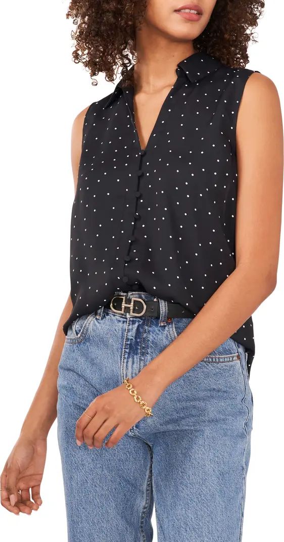 Vince Camuto Pin Dot Crêpe de Chine Sleeveless Blouse | Nordstrom | Nordstrom