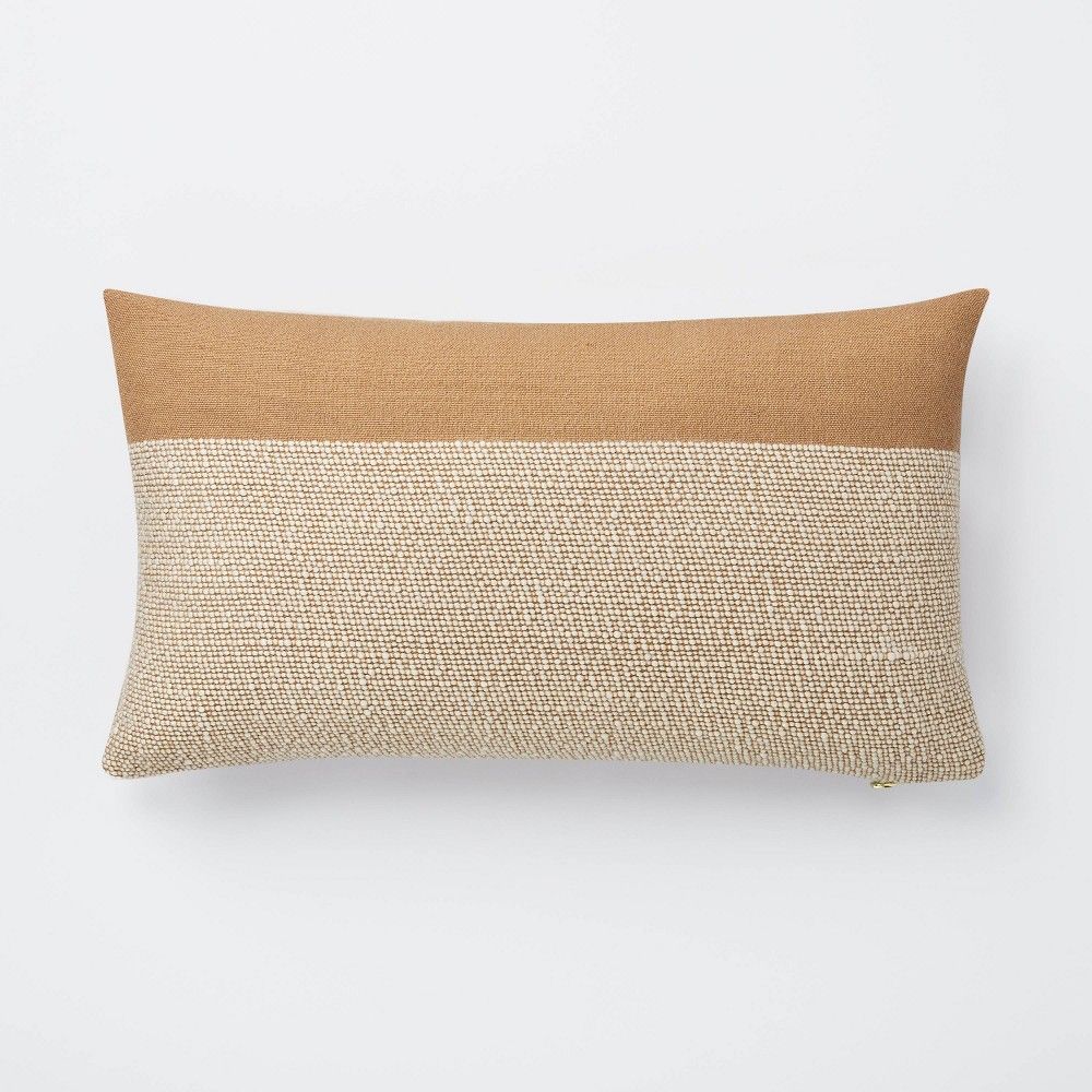 Oversized Color Block Lumbar Throw Pillow Cream/Brown - Threshold designed with Studio McGee | Target