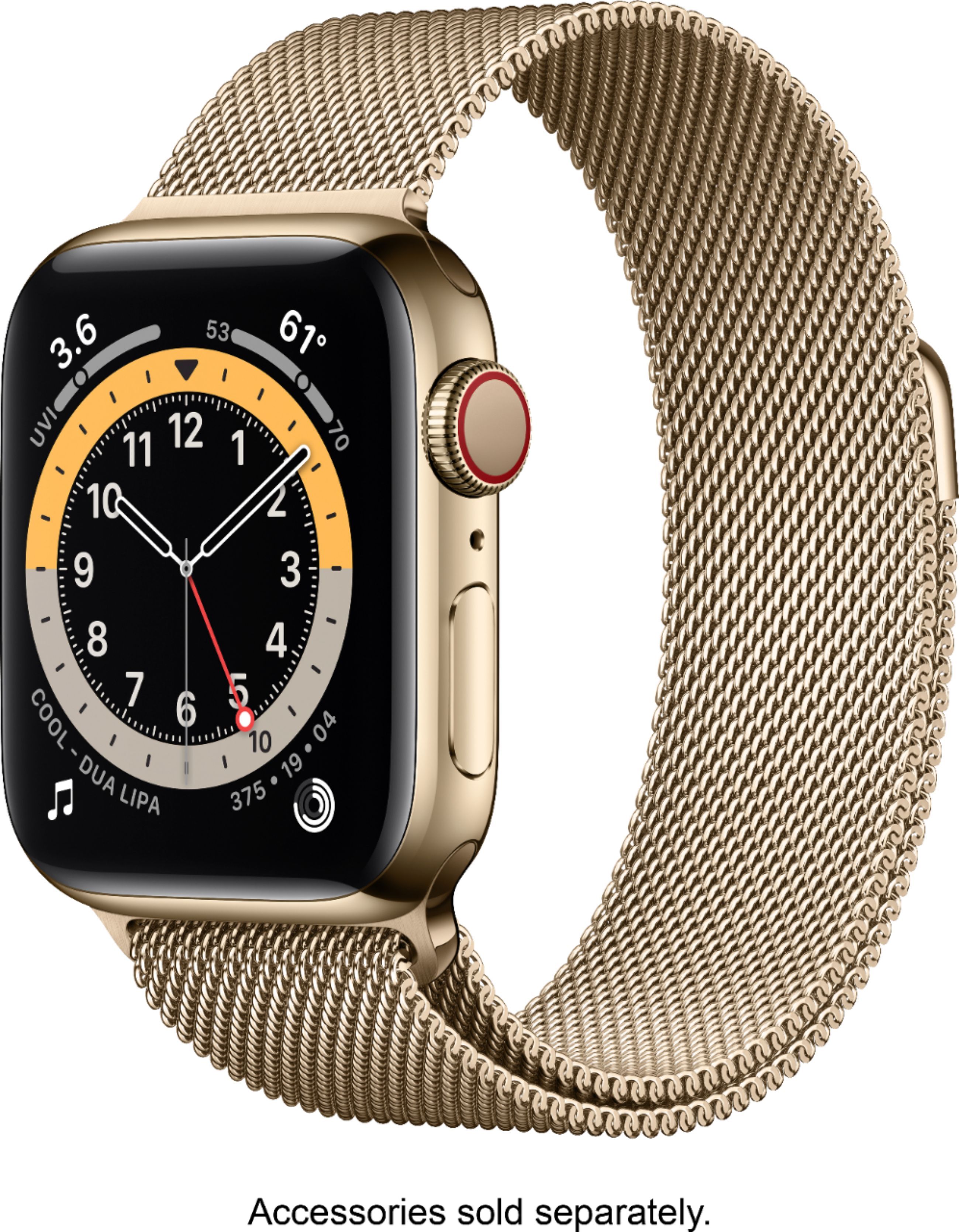 Apple Watch Series 6 (GPS + Cellular) 40mm Gold Stainless Steel Case with Gold Milanese Loop Gold... | Best Buy U.S.