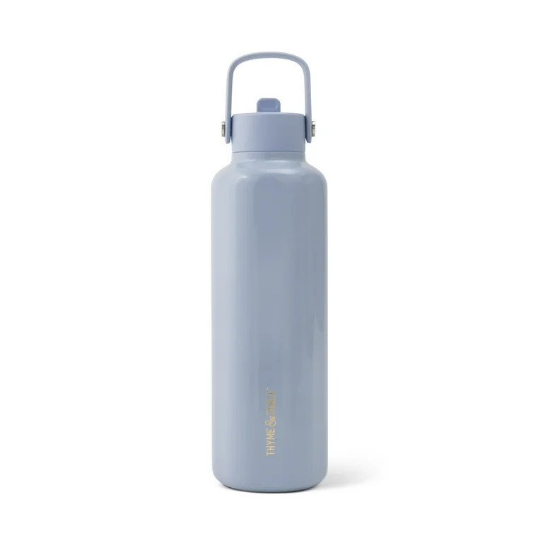 Thyme & Table 24 fl oz Stainless Steel Cleo Bottle with Straw, Glacier Blue | Walmart (US)