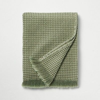 Waffle Knit Throw Blanket Washed Green - Hearth & Hand™ with Magnolia | Target