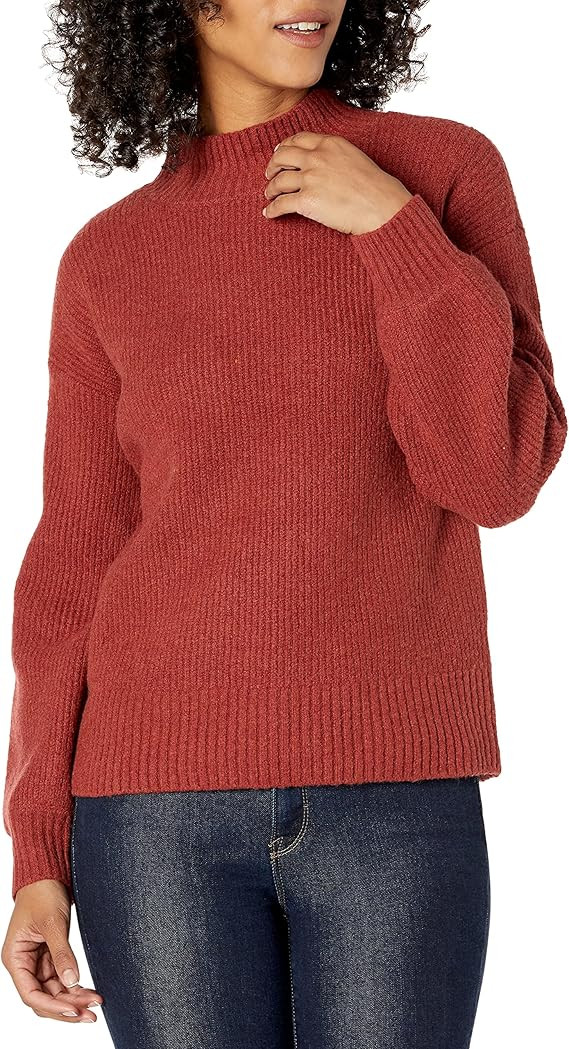 Goodthreads Women's Boucle Shaker Stitch Balloon-Sleeve Sweater | Amazon (US)
