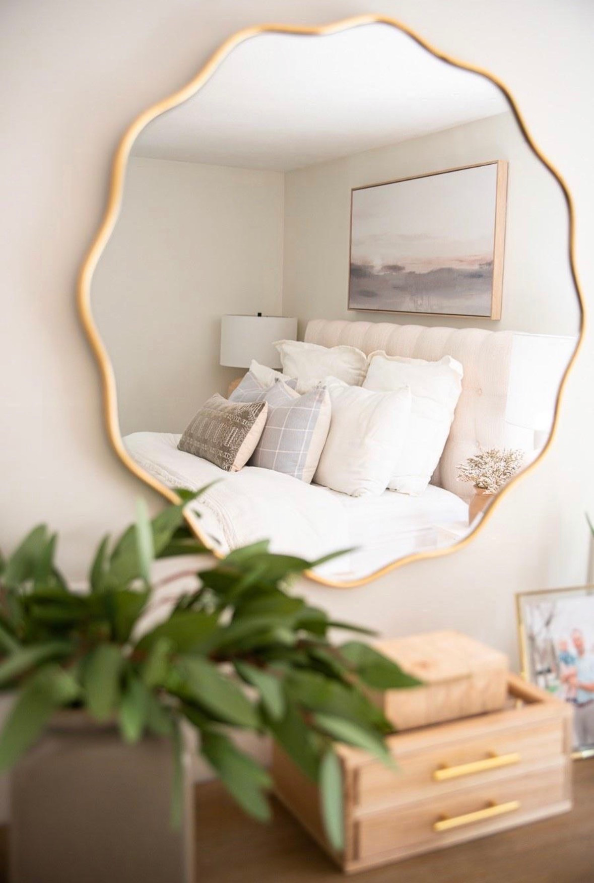 I found a stunning look for less for this gold scalloped mirror! Perfect for over a dresser, console table, entryway, or bathroom!

#LTKHome