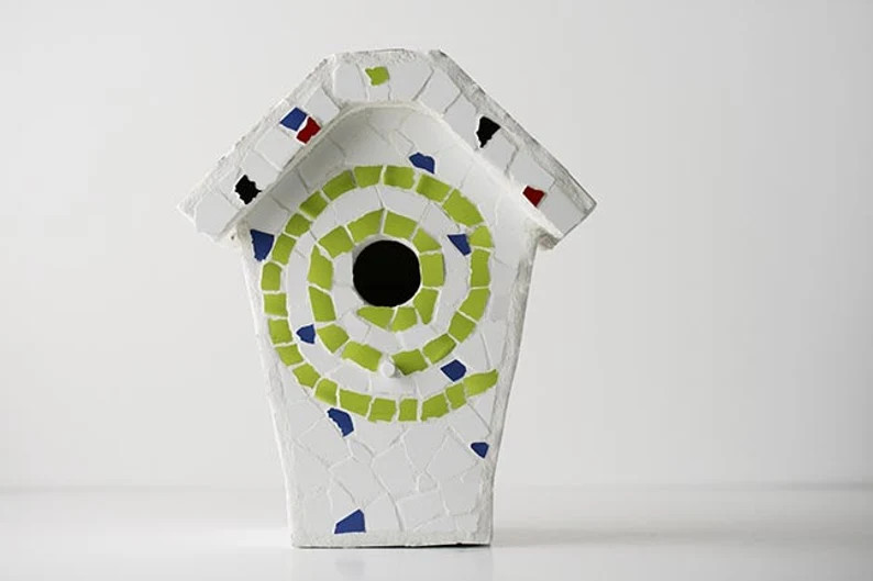 Mosaic Hearts and Swirls Birdhouse Housewarming first home Gardening garden Spring Ceramic shabby... | Etsy (US)