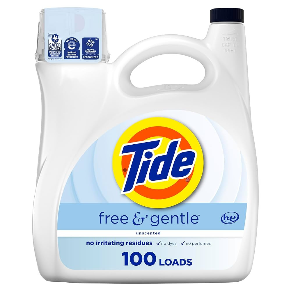 Tide Free & Gentle Liquid Laundry Detergent, 100 Loads, 132 fl oz, Tide Laundry Detergent, Clean ... | Amazon (US)