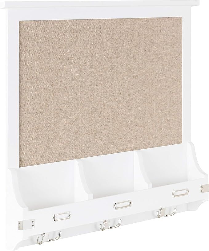 Kate and Laurel Stallard Wood Framed Wall Organizer with Fabric Pinboard, 24 x 24, White, Decorat... | Amazon (US)