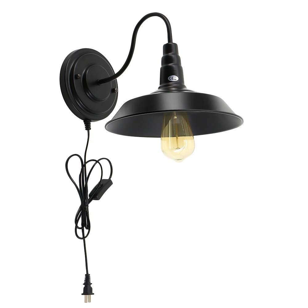 Shinbeam Wall Sconce Lighting, E26 Black Retro Wall Lamp, Indoor Hanging Wall Light Fixture, Plug... | Amazon (US)