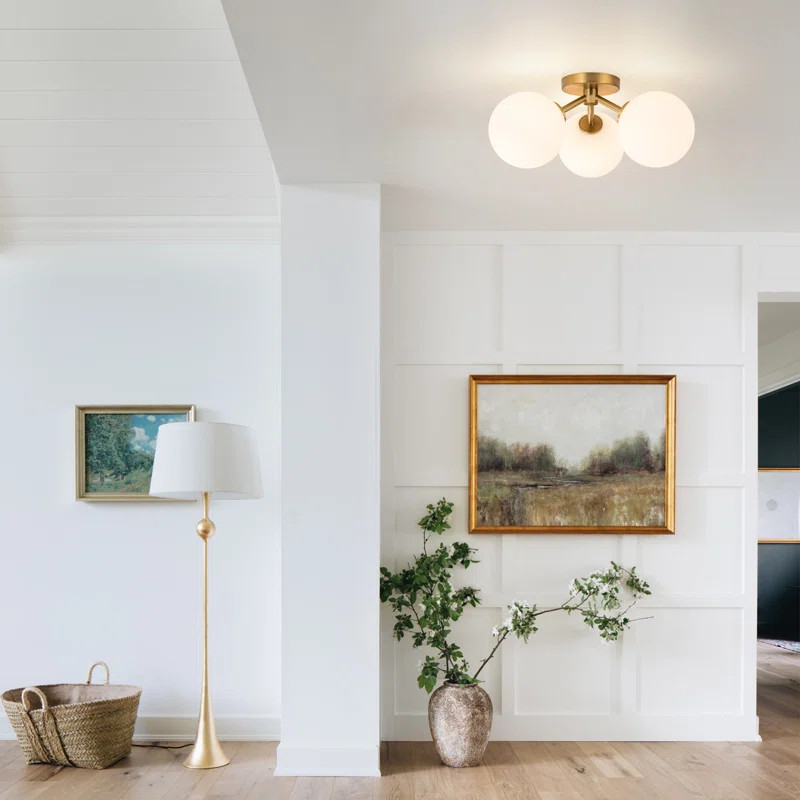 Pritee Glass Semi Flush Mount | Wayfair North America