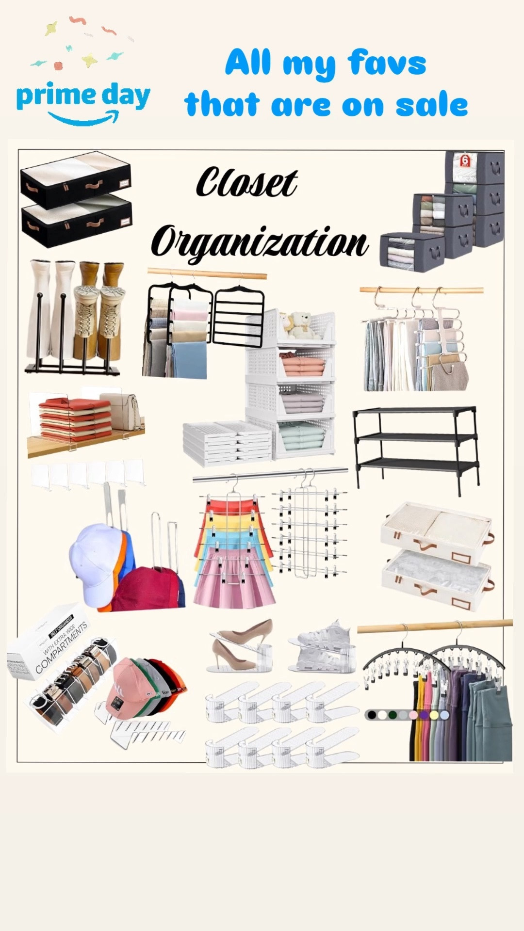 Closet refresh just in time for Prime Day 🛍️✨ I found the best organization must-haves to declutter, stack, and maximize every inch of space—and they’re all on major sale! Bins, belt organizer, hat organizer, hangers, shoe organizer, boot stand, shelf organizers, shoe rack, all the way to shelf dividers! ✨ it’s your sign to give your closet that Pinterest-worthy makeover. 

#LTKPrimeDay #PrimeDayDeals #ClosetOrganization #AmazonFinds #OrganizationGoals #LTKHome #LTKSaleAlert #StorageSolutions #HomeOrganization #PrimeDay2025 #ClosetMakeover #HomeEssentials #LTKUnder50 #AmazonHome #GetOrganized #amazoninfluencer 

#LTKHome #LTKSaleAlert #LTKFindsUnder50