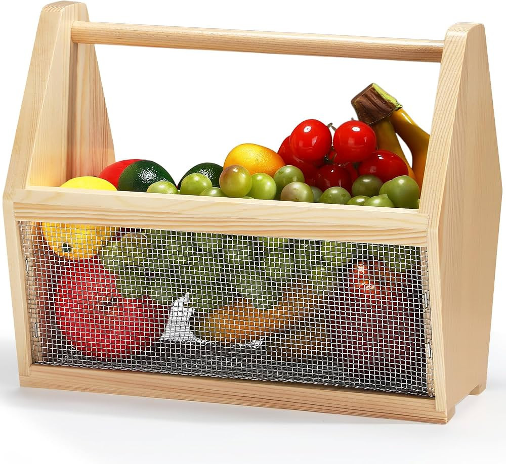 Garden Hod Harvest Basket Garden Harvesting Basket 12 x 10 x 7.5 Inch Pine and Metal Mesh Gardeni... | Amazon (US)